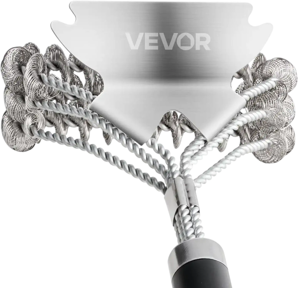 VEVOR Grill Brush and Scraper, BBQ Brush for Outdoor Grills, Stainless Steel Woven Wire, Bristle Free Barbecue Brushes for Porcelain, Charcoal, Grate Cleaner Grill Accessories, 17 in