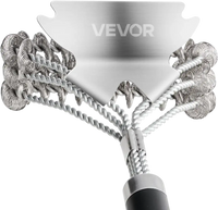 VEVOR Grill Brush and Scraper, BBQ Brush for Outdoor Grills, Stainless Steel Woven Wire, Bristle Free Barbecue Brushes for Porcelain, Charcoal, Grate Cleaner Grill Accessories, 17 in