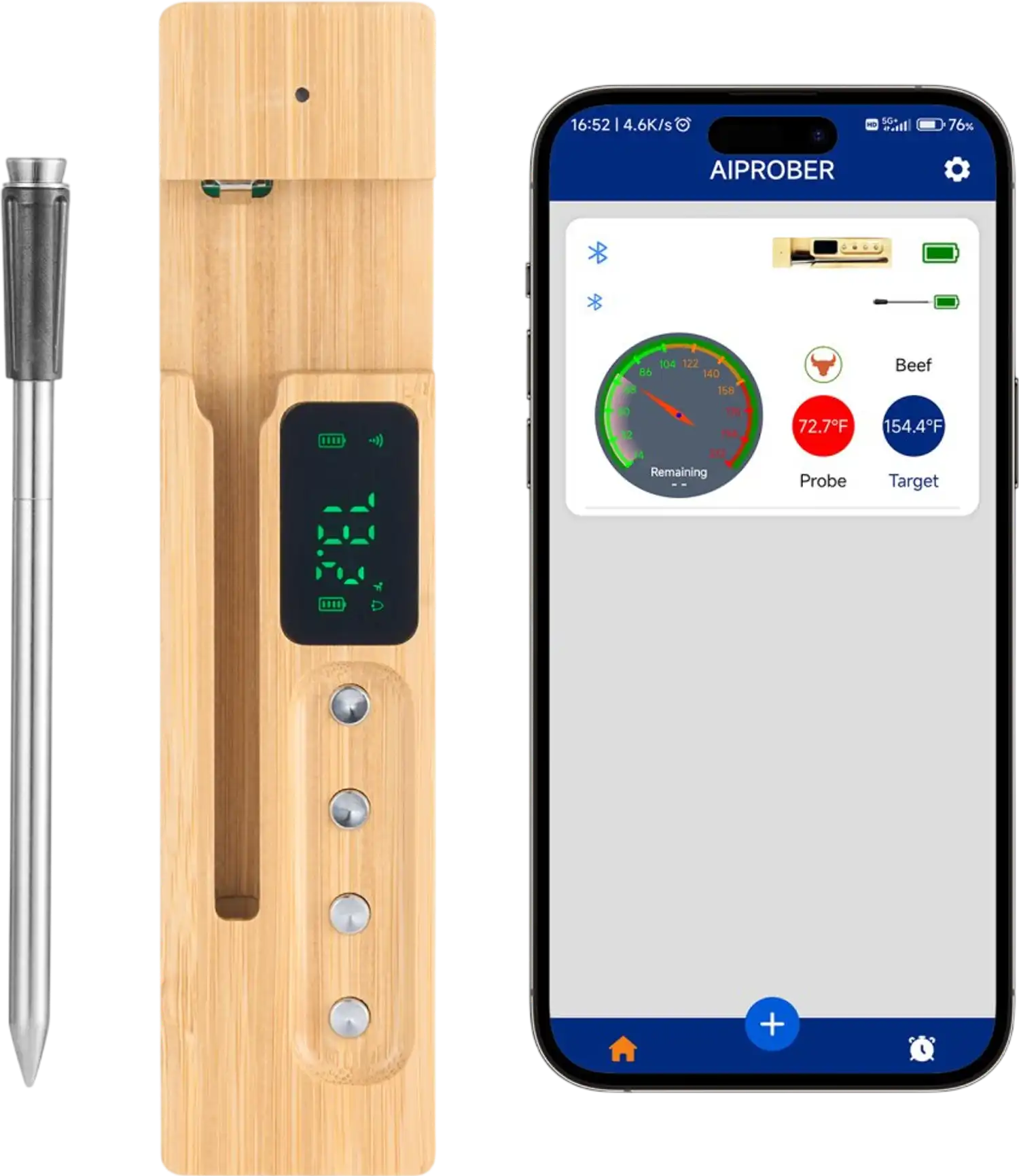 Vevor Meat Thermometer Wireless Bluetooth Smart Probe 500' Range New