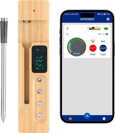 Vevor Meat Thermometer Wireless Bluetooth Smart Probe 500' Range New