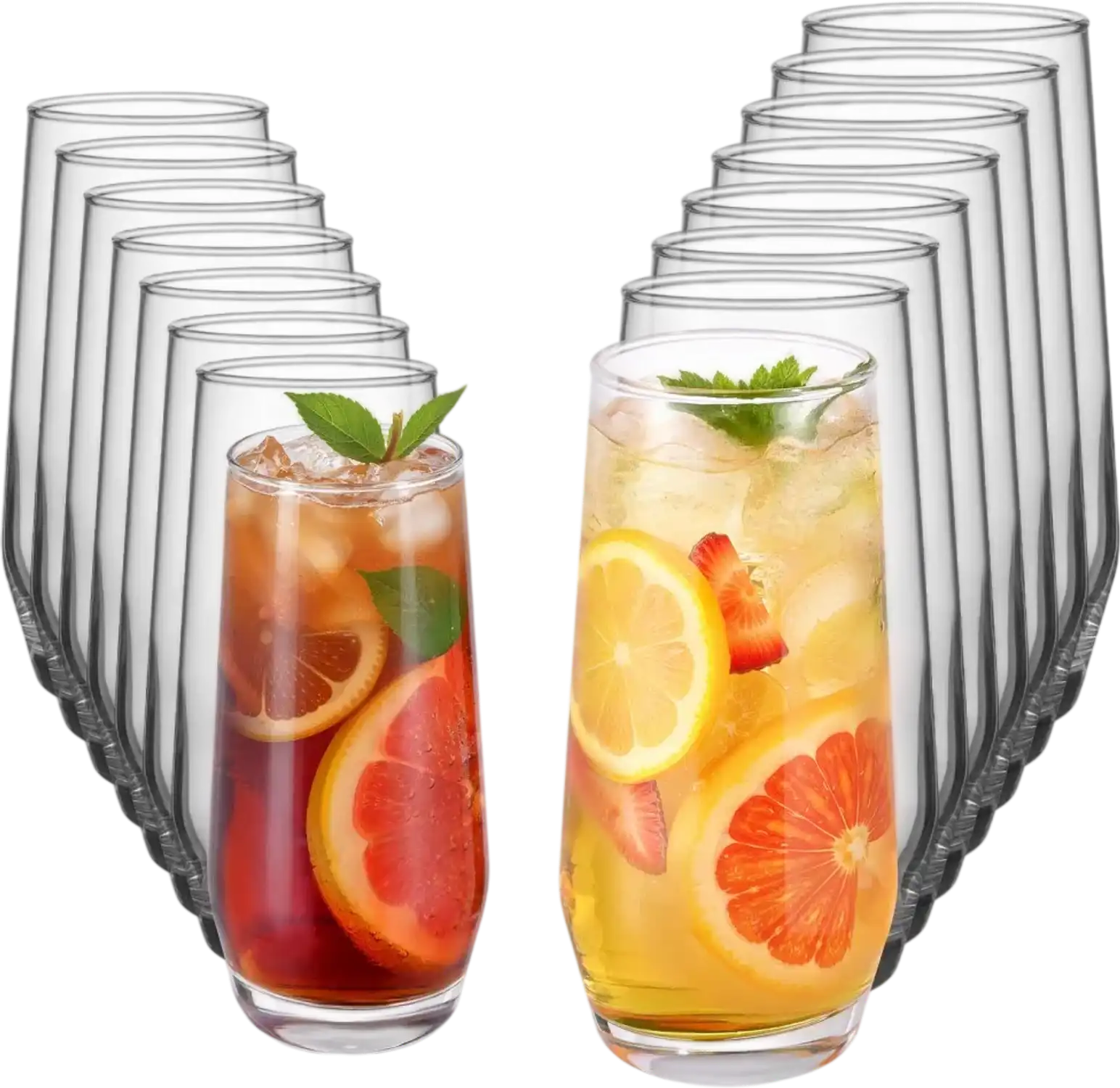Vevor Drinkware Set 16-Piece Crystal Glass Cups Highball and Cocktail Glassware New