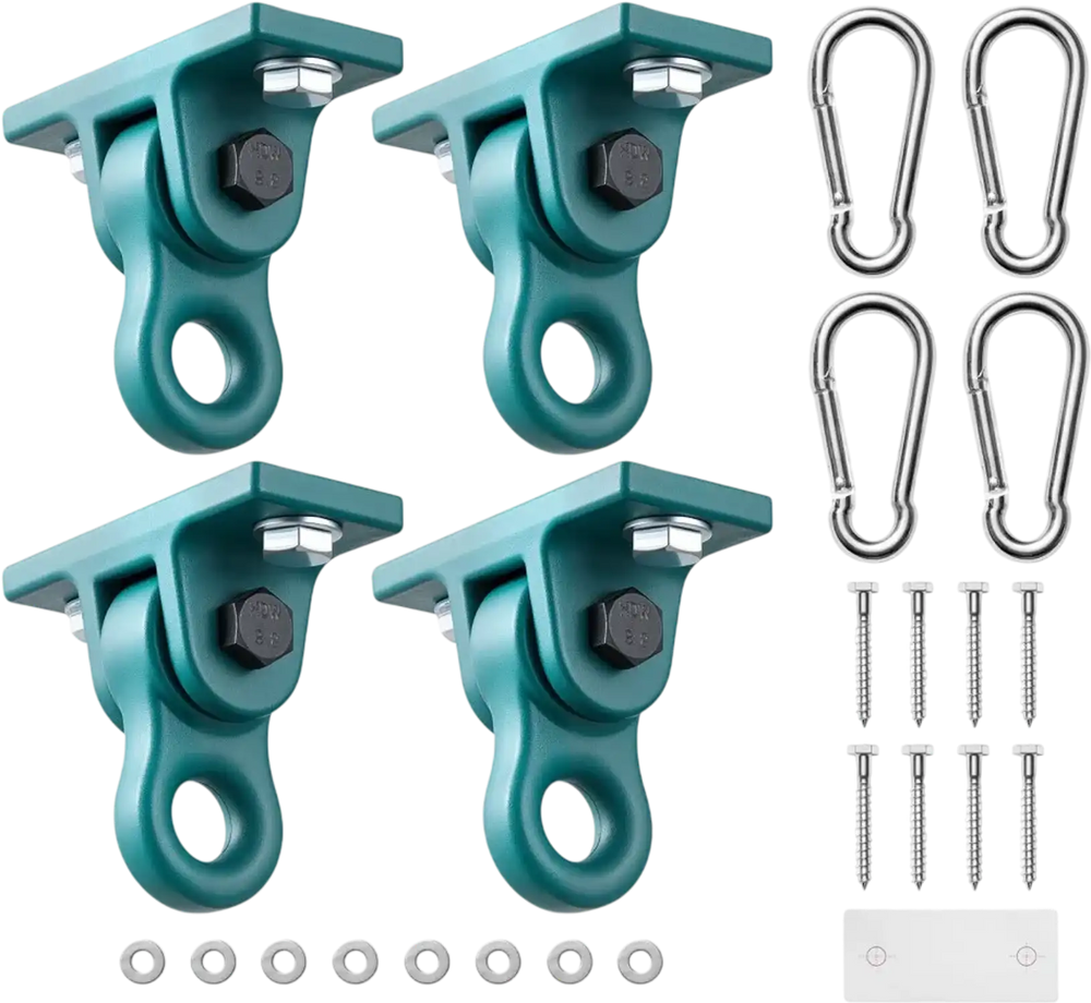 VEVOR Swing Hangers, 4 Pack Heavy Duty Swing Brackets, 5000 lbs Capacity, Screws Bolts Included, Smooth Dual Bearing, Aluminum Alloy Hangers, for Playground Porch Yoga Chair Wooden Indoor Outdoor