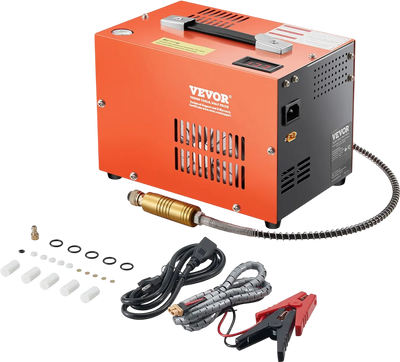 VEVOR PCP Air Compressor, 4500PSI/30Mpa Portable PCP Airgun Compressor with Built-in Converter & Fan Cooling System, DC12V/AC120V Manual-Stop Air Rifle, Paintball and Scuba Tank Compressor Pump