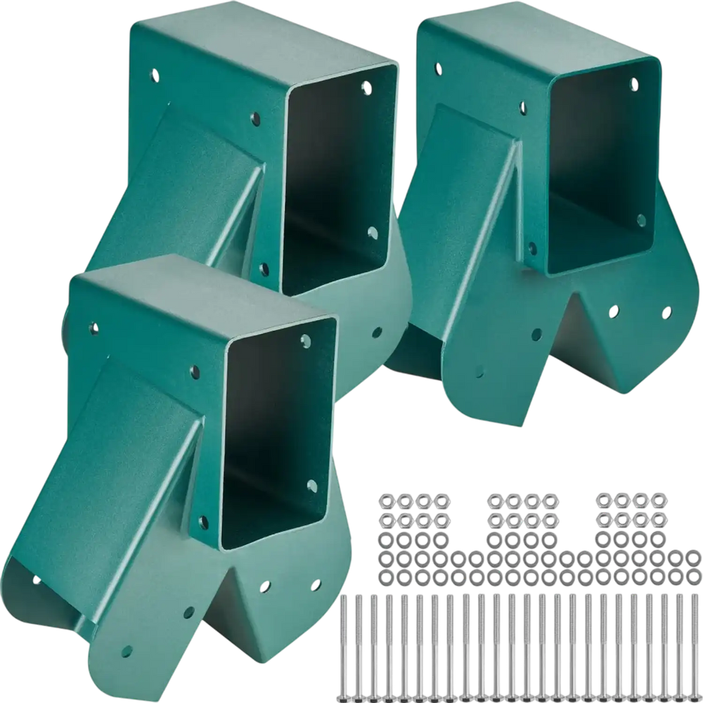 VEVOR A-Frame Middle Swing Set Brackets, Heavy Duty Carbon Steel Swing Set Hardware with Mounting Hardware, DIY Swing Set Bracket Swing Set Kit for 4x4 Legs & 4x6 Beam, Green (3 Pcs)