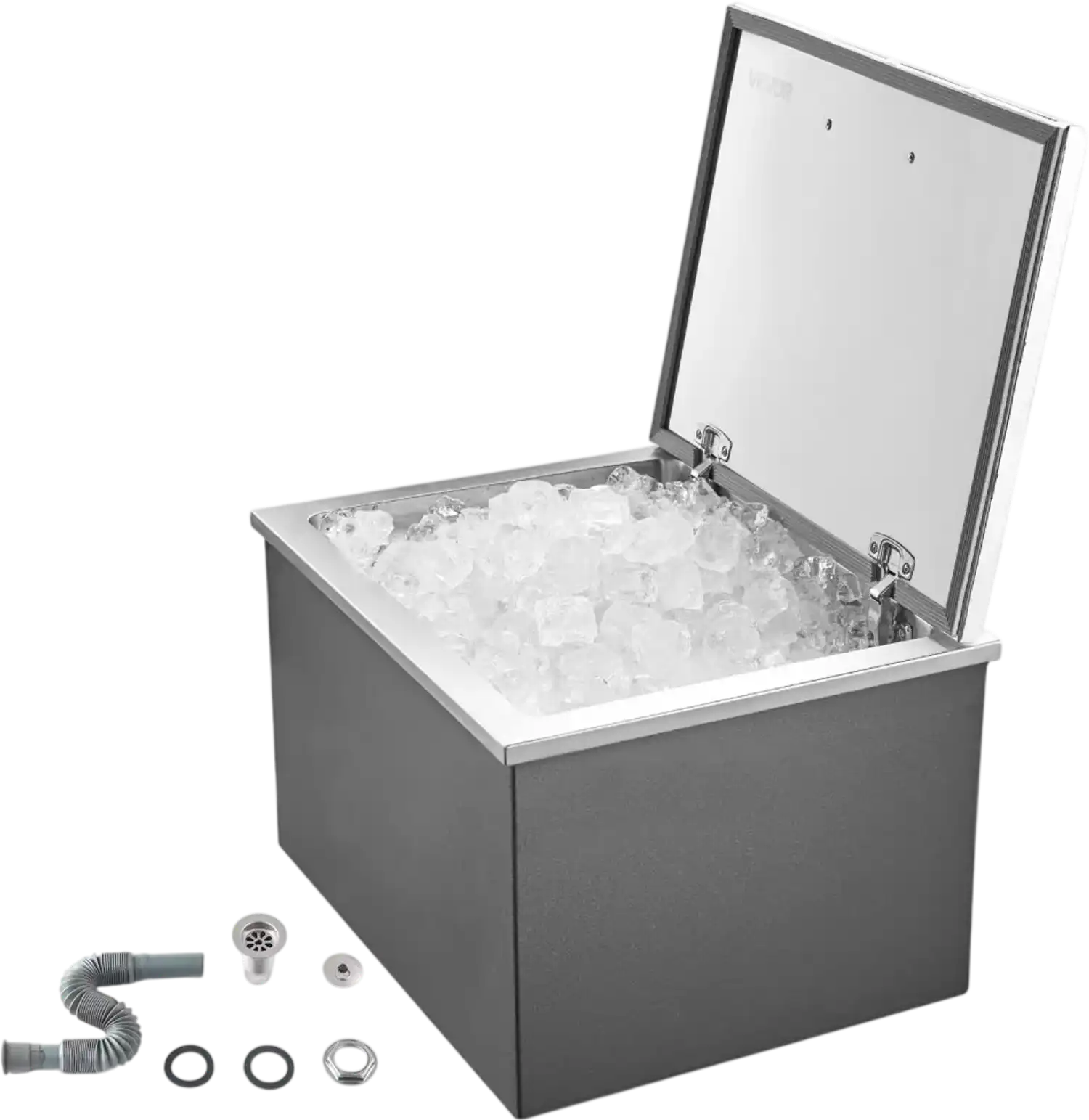 Vevor Ice Bin 44.7 QT Drop-In Stainless Steel Cooler with Flip Lid New