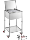 VEVOR Rolling Ice Chest Cooler Cart Stainless Steel Cooling Bin 57.7 Quart, Outdoor Stand Up Cooler Trolley with Wheels, Flip Lid, and Shelf, for Patio Backyard Party Bar Cold Drinks, 22x17.9x39.5 in