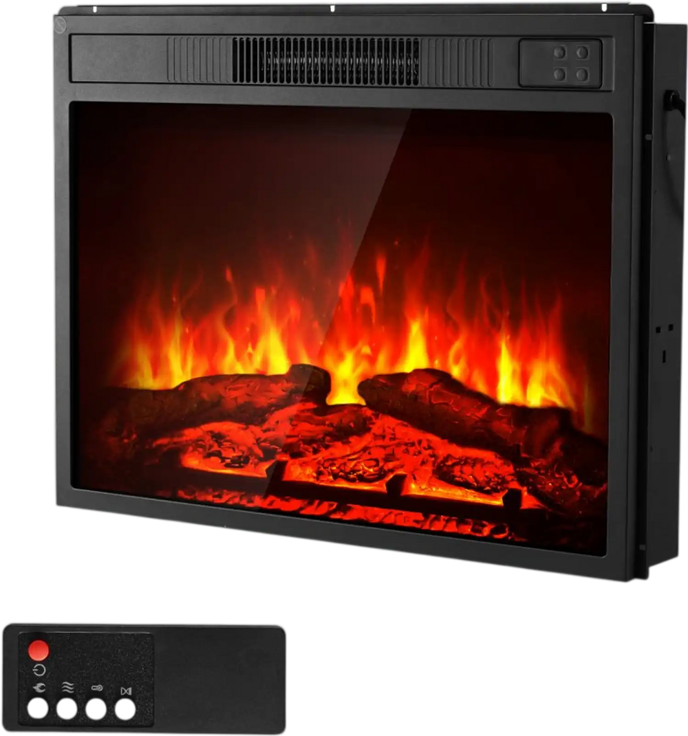 VEVOR Electric Fireplace Insert, 23 inch Recessed and Wall Mounted with Adjustable 3 Flame Brightness Levels & 24h Timer & Remote Control, Indoor Heater w/ Overheat Protection, 5000BTU Black