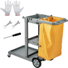 VEVOR Cleaning Cart, 3-Shelf Commercial Janitorial Cart, 200 lbs Capacity Plastic Housekeeping Cart, with 25 Gallon PVC Bag, 47" x 20" x 38.6", Yellow+Grey