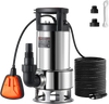 VEVOR 1HP Sump Pump, 4020GPH, 30FT Lift Stainless Steel Submersible Sludge Pump with 26FT Power Cord Automatic ON/OFF Float Switch, Drain Clean/Dirty Water for Basement Flood Pool Pond Garden Hot Tub
