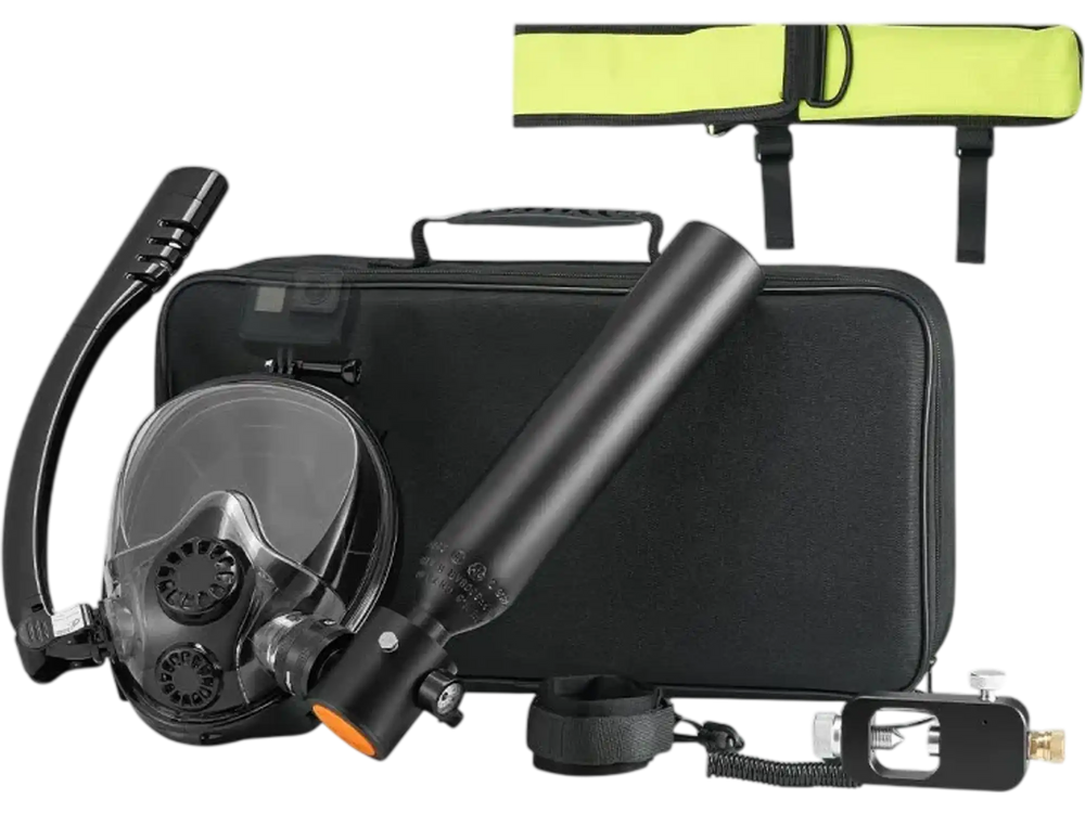 VEVOR Scuba Tank, 0.5L Portable Diving Tank, Diving Oxygen Cylinder Support 5-10 Minutes Underwater Breathing, 32.81 ft Diving Depth, Refillable Snorkel Air Tank Kit for Underwater Exploration Rescue