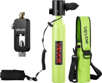 VEVOR Mini Scuba Tank, 0.5L Portable Diving Tank for Underwater Breathing, Reusable Lung Diving Cylinder up to 10 Minutes Dive Time, Emergency Rescue Pony Bottle with Refill Adapter for Snorkeling