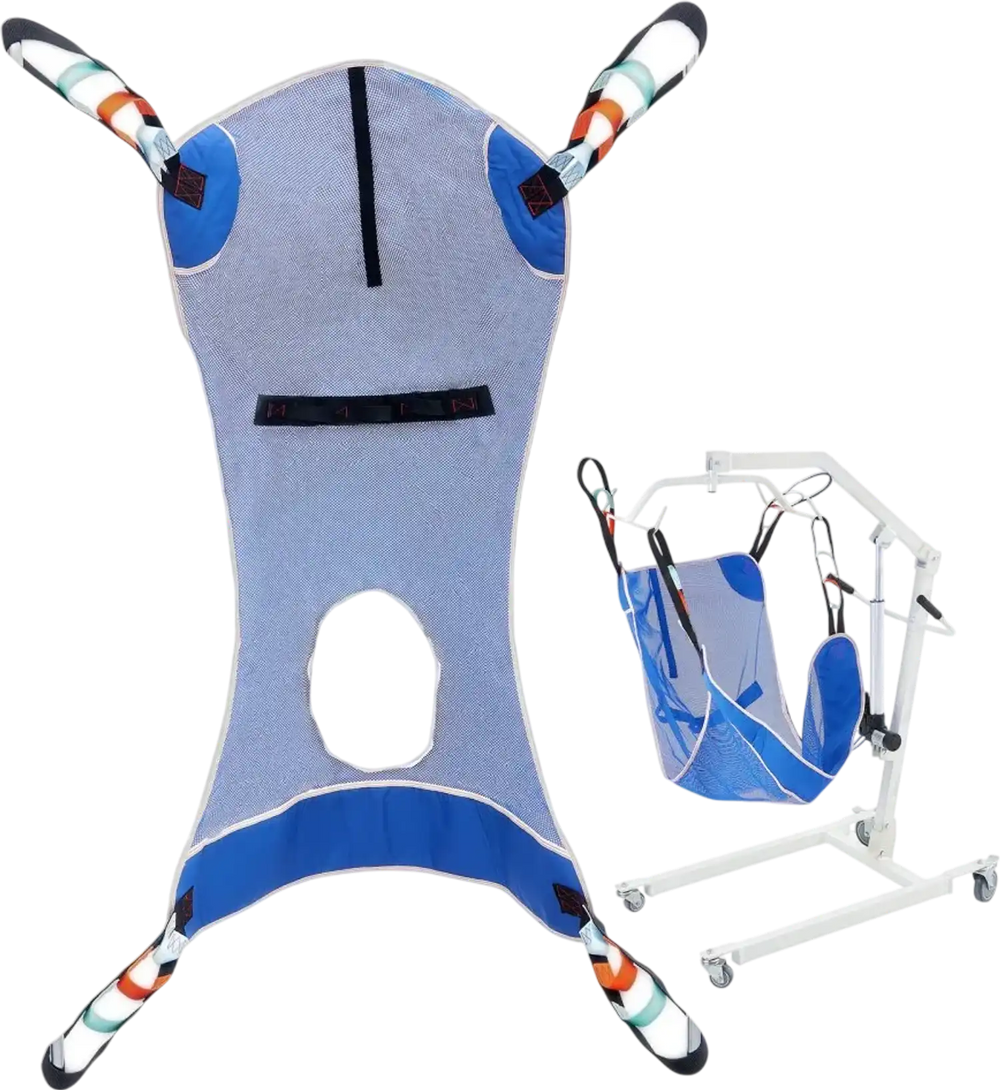 VEVOR Full Body Patient Lift Sling & Commode Opening, Patient Lift Medical Sling for Safe Bathing, Toileting, Polyester Patient Aid Commode Sling for Elderly Disabled Bedridden, 600LBS (Medium Size)