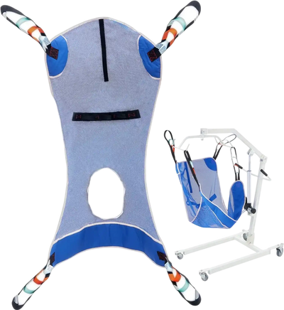Vevor Patient Lift Sling Full Body Commode Opening Medical Aid M Size New