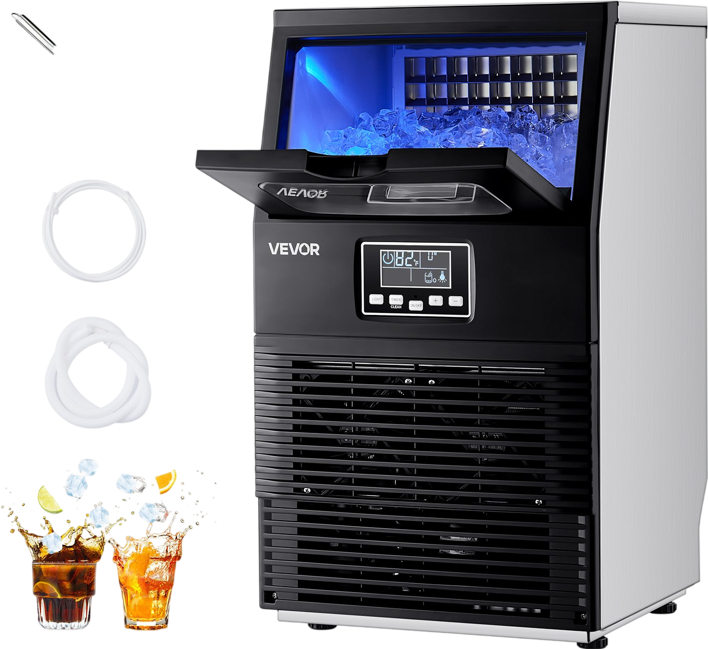 Ice Maker Display Vevor Commercial Ice Maker 80 lbs/24h with 12 lbs. Storage Self-Cleani ...