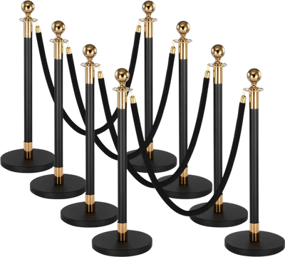 Vevor Stanchion Post Queue Barrier Set with Black Velvet Ropes New