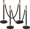 VEVOR Stanchion Post, 4 Pcs Crowd Control Barrier Set with 2 Black Velvet Ropes, Heavy Duty Stainless Steel Stanchion Post Queue with Hollow Base for Theater, Party, Wedding, Exhibition, Event (Black)