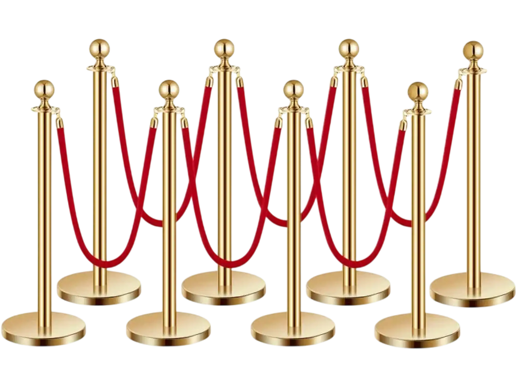 Vevor Stanchion Post & Velvet Rope Set Gold Crowd Control Barriers 8-Pc New
