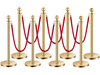 VEVOR Stanchions and Velvet Ropes 8Pcs, Hollow Base with Stainless Steel Post, 6 Red Velvet Ropes and Posts, Crowd Control Barriers Gold Stanchions, Red Carpet Runner Poles for Party Supplies