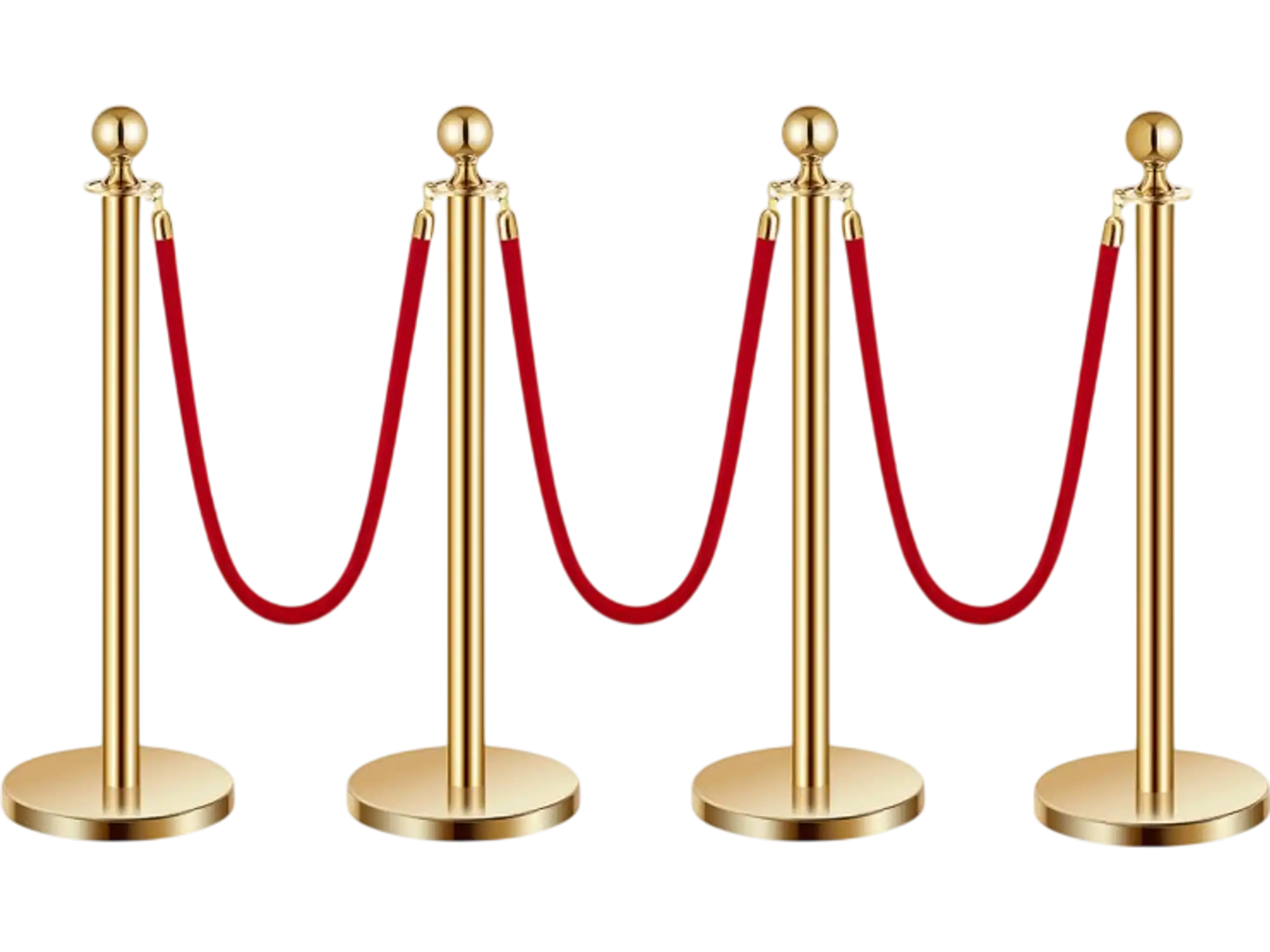 Vevor Stanchions and Velvet Ropes Gold Crowd Control Barriers 4 Pcs New