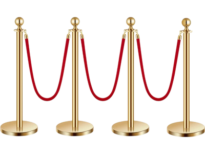Vevor Stanchions and Velvet Ropes Gold Crowd Control Barriers 4 Pcs New