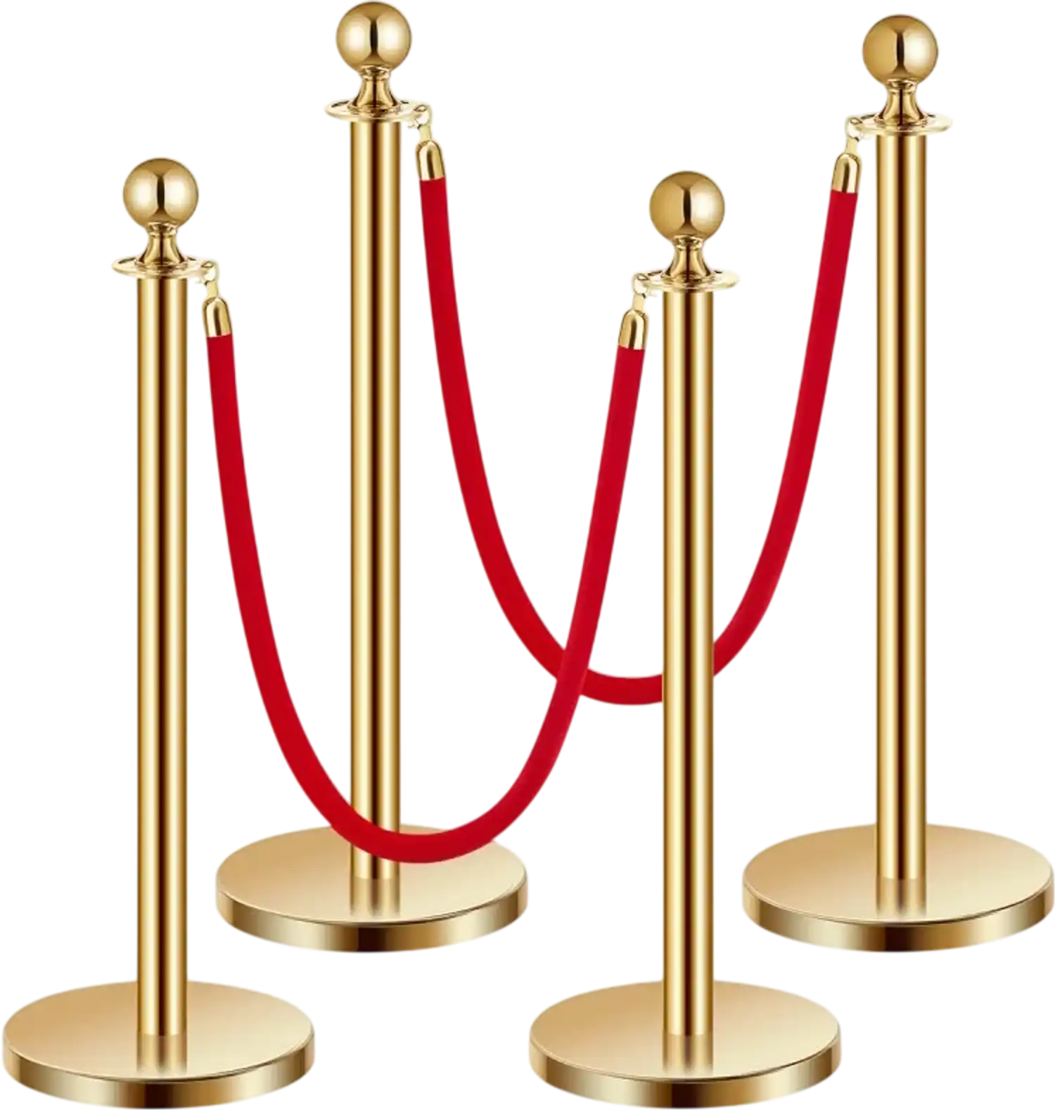 Vevor Stanchions Red Velvet Ropes and Posts 4 Pcs New