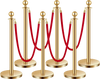 VEVOR Stanchions and Velvet Ropes 6Pcs, Hollow Base with Stainless Steel Post, 4 Red Velvet Ropes and Posts, Crowd Control Barriers Gold Stanchions, Red Carpet Runner Poles for Party Supplies