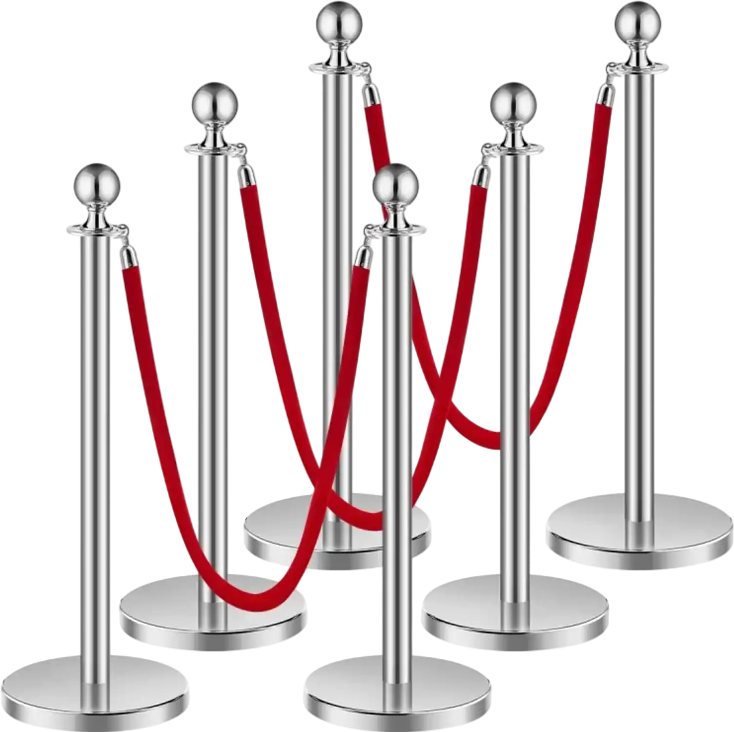 Vevor Stanchions and Velvet Ropes Silver Crowd Control Barriers New