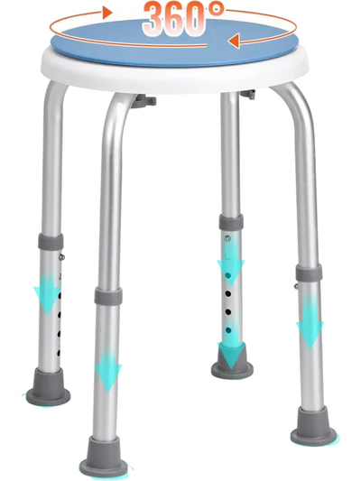 VEVOR Shower Chair for Inside Shower, 360 Degree Swivel Shower Seat, Adjustable Height Shower Stool, Non-Slip Bench Bathtub Seat Stool for Elderly Disabled Adults Handicap, 300 lbs Capacity