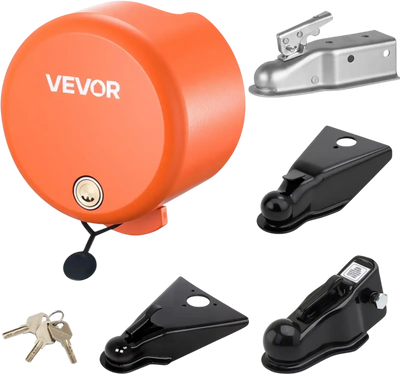 VEVOR Trailer Lock, Fits 1-7/8, 2 & 2-5/16-Inch Straight Tongue Ball Couplers, Heavy Duty Hitch Lock with 4 Keys Secures Security Chains, Anti-Theft RV Trailer Locks for RV, Trailer, Boat
