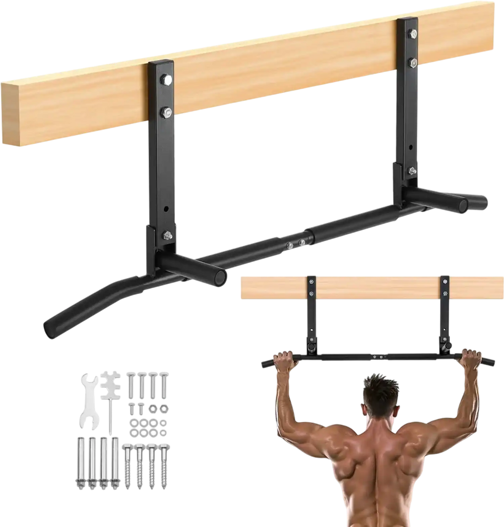 VEVOR Joist Mount Pull Up Bar, Ceiling Mounted Chin Up Bar for Home Gym, Multi-Grip Pull Ups, 42 in Width Multifunctional Training Station, Heavy Duty Steel Upper Body Workout Bars, 440 lbs Capacity