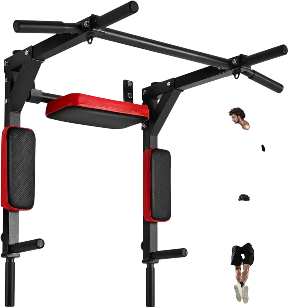 VEVOR Multifunctional Pull Up Bar, Wall Mounted Chin Up Bar Dip Station for Home Gym, Heavy Duty Steel Upper Body Workout Pull Ups, Power Tower Set Training Equipment Fitness, 440 lbs Weight Capacity