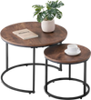 VEVOR Nesting Coffee Table Set of 2, 23.6 in Round Coffee Table, Nesting Tables for Small Place, End Side Tables Night Stand with Metal Frame, for Living Room, Bedroom, Office (Vintage Brown & Black)