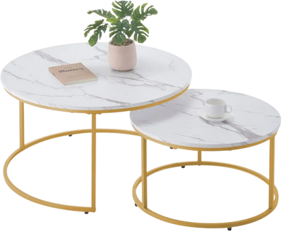 Vevor Coffee Table Nesting Table Set of 2 Round 31.5