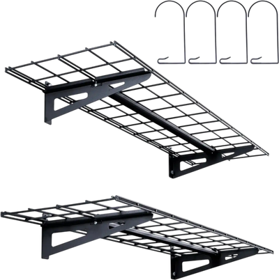 VEVOR Garage Storage Shelving, 2 Pack, 4 x 1 ft Heavy Duty Garage Shelves Wall Mounted, 400 lbs Load Capacity(Total) Garage Storage Rack Floating Shelves, Suitable for Shop, Shed, Garage Storage