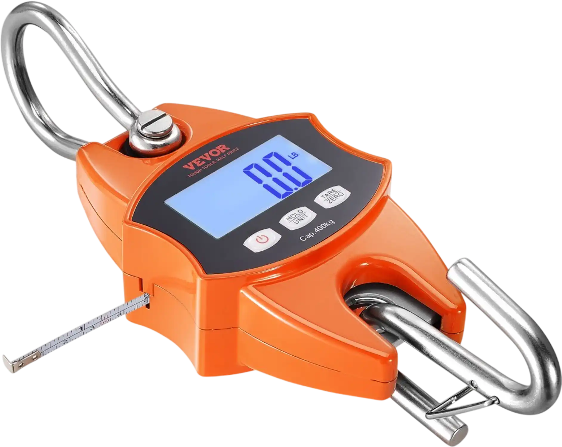 Vevor Crane Scale Digital Hanging 880 lbs 400 kg with Hooks Orange New