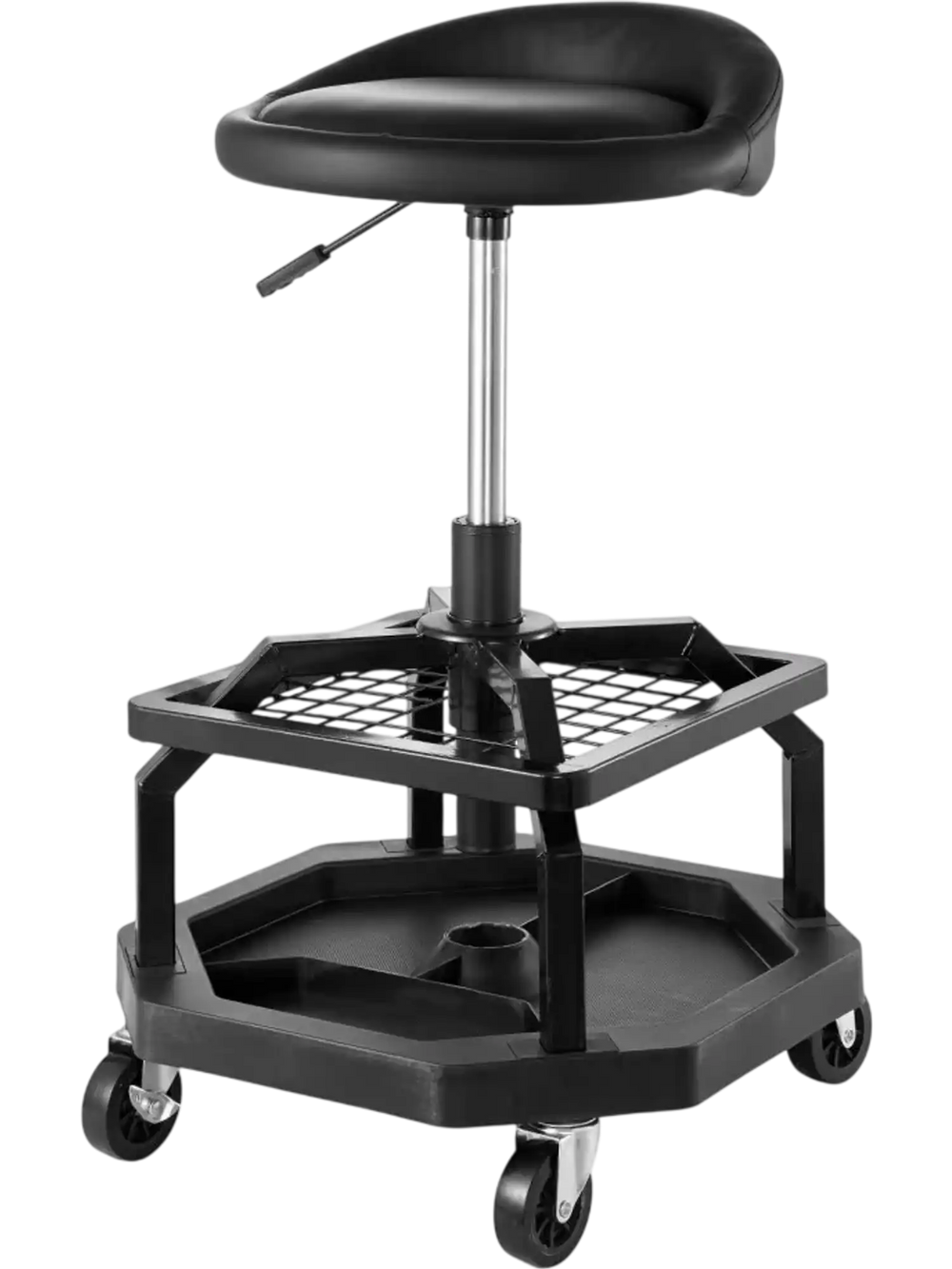 VEVOR Rolling Shop Stool, Pneumatic Garage Seat/Work Stool with 300 lbs Capacity, Adjustable Height Roller Creeper Seat, 360° Swivel Padded Workshop Stool with Casters, for Garage, Shop & Auto Repair