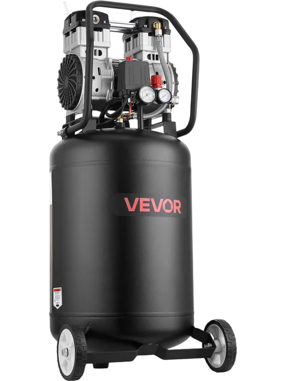 VEVOR 20-Gallon Air Compressor, 2HP 4.5 SCFM at 90PSI, Max 125PSI Pressure Oil-Free Air Compressor Tank, Portable on Wheels for Auto Repair, Tire Inflation, Spray Painting, Woodwork Nailing, 120V