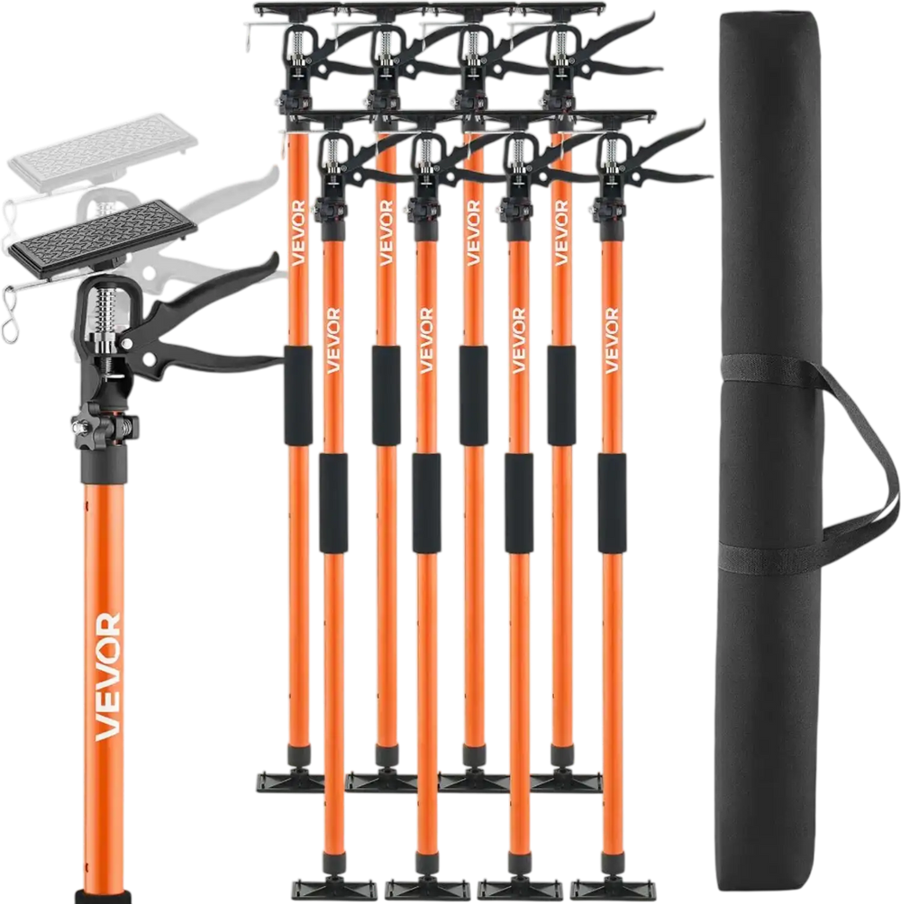 VEVOR Cabinet Jack Support Pole, 8-Pack, 45.7-114.2 Inch Steel Telescopic Quick Support Rod, Adjustable 3rd Hand System up to 154 lbs Capacity for Installing Cabinets, Lifting Drywall, Cargo Bars