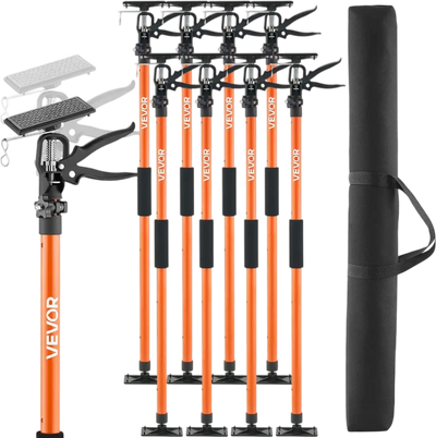 VEVOR Cabinet Jack Support Pole, 8-Pack, 45.7-114.2 Inch Steel Telescopic Quick Support Rod, Adjustable 3rd Hand System up to 154 lbs Capacity for Installing Cabinets, Lifting Drywall, Cargo Bars