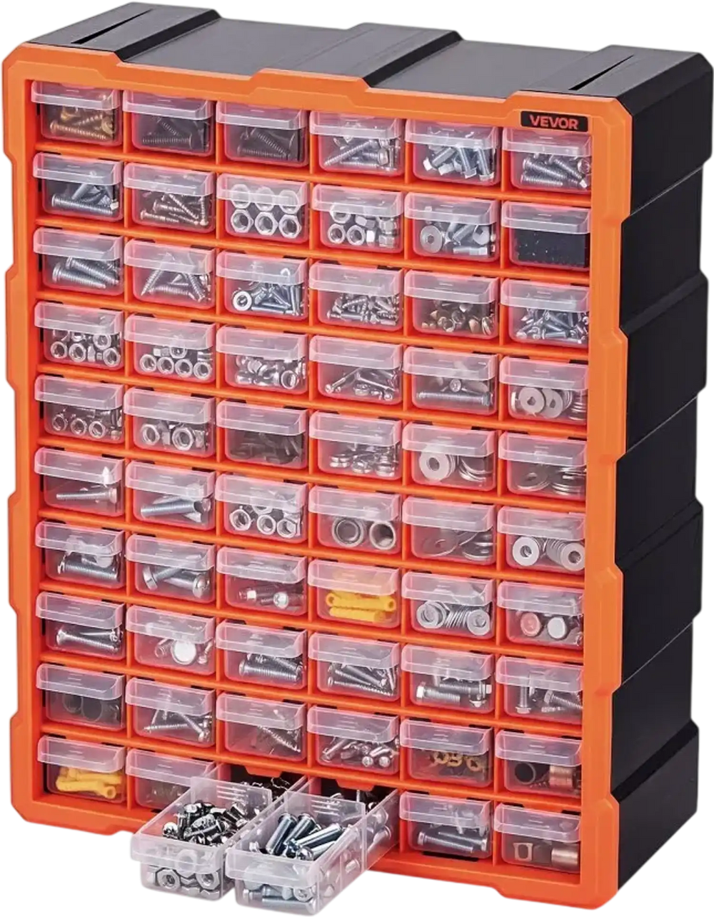 VEVOR 60-Drawer Storage Organizer, Plastic, Drawer Storage Cabinet for Garage Organization, Stackable Small Parts Organizer, Wall-Mounted Toolbox, for Hardware, Beads, Screws, Crafts, Building Bricks