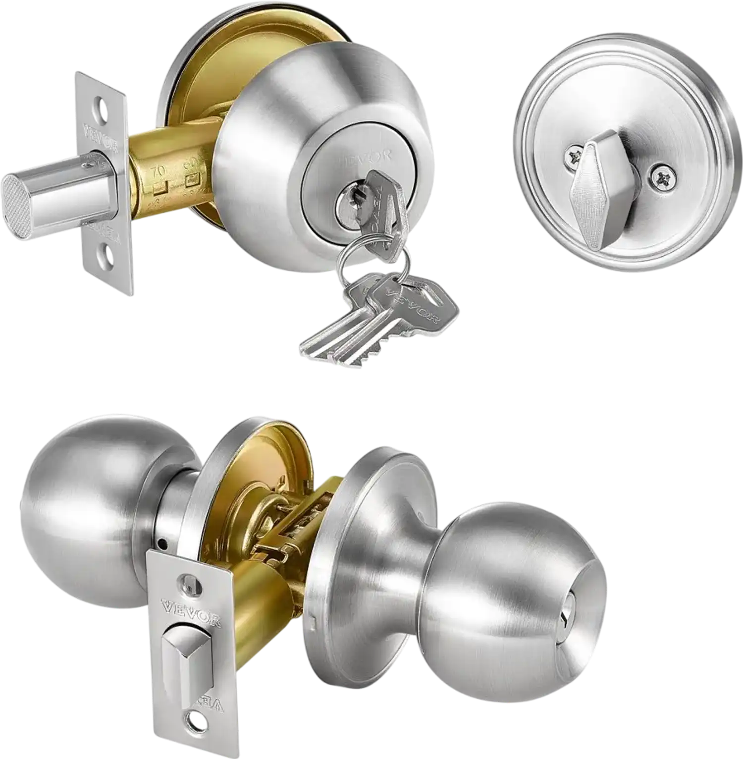 Vevor Door Knob and Deadbolt Set Satin Nickel Entry Lockset New