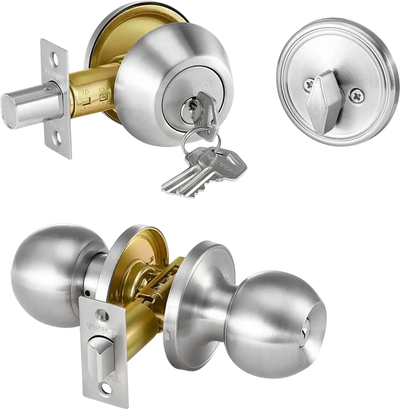 Vevor Door Knob and Deadbolt Set Satin Nickel Entry Lockset New