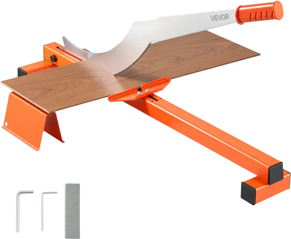 VEVOR 12 inch Vinyl Floor Cutter, 10mm Thick Laminate Flooring Cutter with Cutting Angle Guide, Rubber Handle, Honing Stone, D2 Steel Blade for Cutting Laminate, Vinyl, Home Renovation