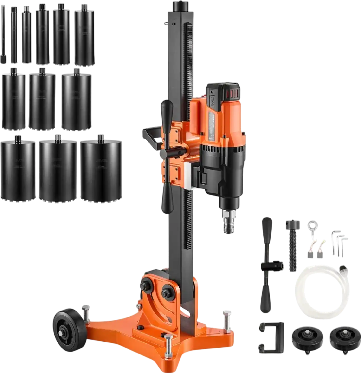 Vevor Core Drill Rig Diamond Core Drilling Machine with 12 Drill Bits Tiltable Stand & Wheeled Base 0.8-12