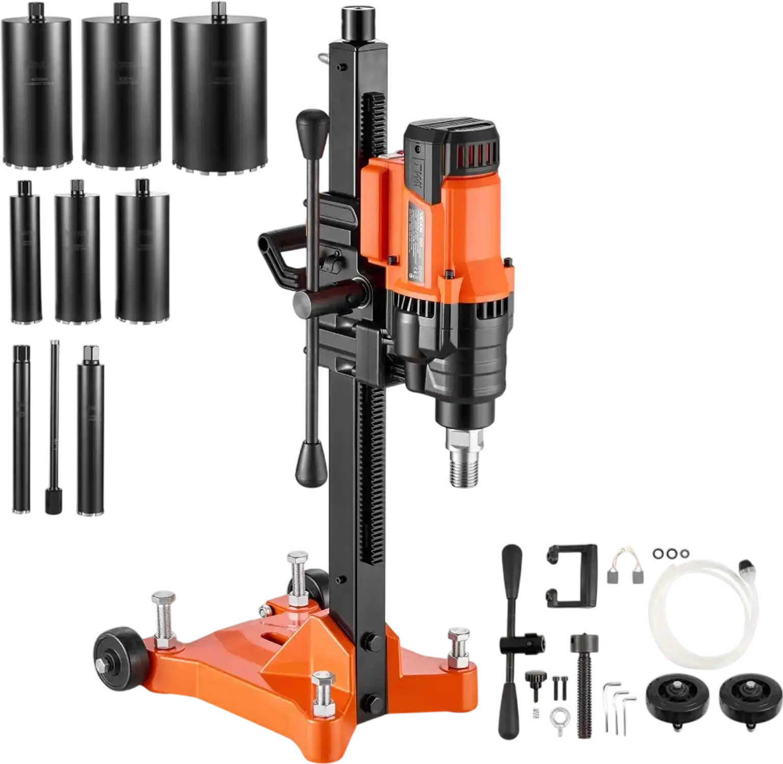 Vevor Core Drill Diamond Core Drilling Machine with 8 Drill Bits & Wheeled Stand 0.8-8