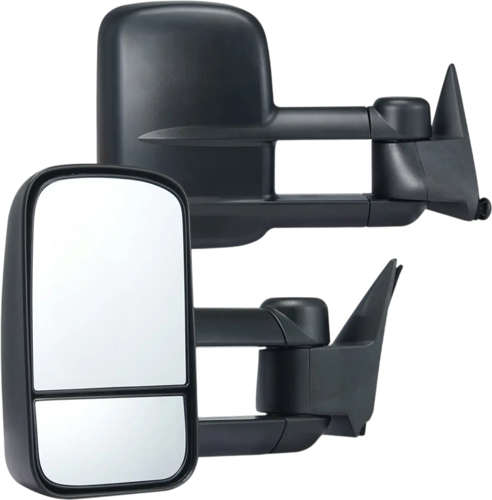 VEVOR Towing Mirrors, Left & Right Pair Set for Chevrolet Silverado (1988-1998)/GMC, Tow Mirror with Plane and Convex Glass, Manual Controlling Telescoping Folding, and Four-Way Adjustment, Black