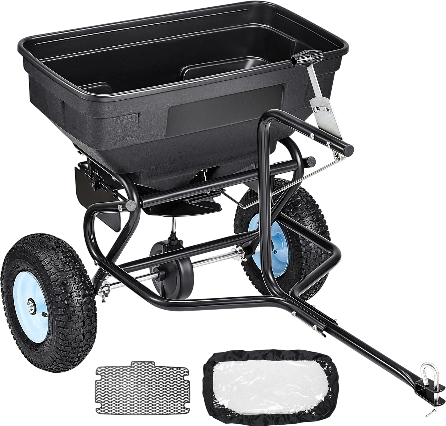 Vevor Towable Broadcast Spreader 130 lb. Capacity 9.8 ft. Spreading Width 13 in. Tires New