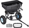 VEVOR Towable Broadcast Spreader, 130LBS Capacity, Tow-Behind Push Spreader with 13 in Tires, 15 Adjustable Setting & 9.8 ft Spreading Width, Lawn Spreaders for Seed, Fertilizer, Salt, Ice Melt