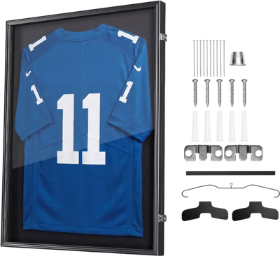 Vevor Jersey Frame Display Case Wooden Sport Jersey Shadow Box 36.4 x 28.3 x 1.5