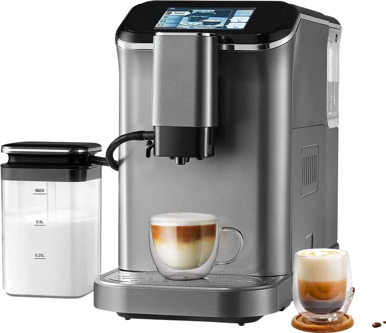 Vevor Fully Automatic Espresso Machine with Milk Frother Grinder Touch Screen New